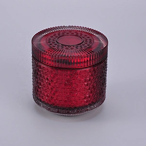 Home decoration luxury big laser spray glass candle container with lid