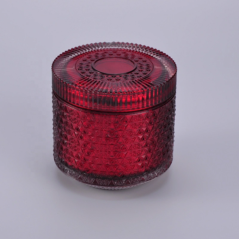 Home decoration luxury big laser spray glass candle container with lid