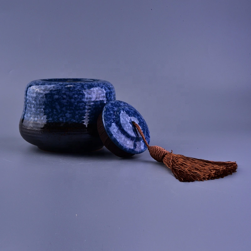 Manufacturer blue luxury ceramic candle tin containers with lid