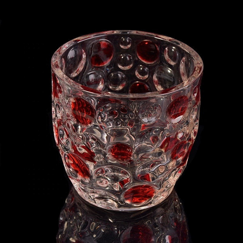 Wholesales red dotted glass candle jars home decoration