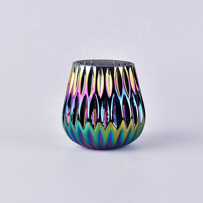 Empty gradient electroplating candle container votive glass candle holder home decor supplier