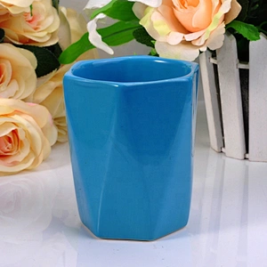 Wholesales geometric blue ceramic candle tumbler