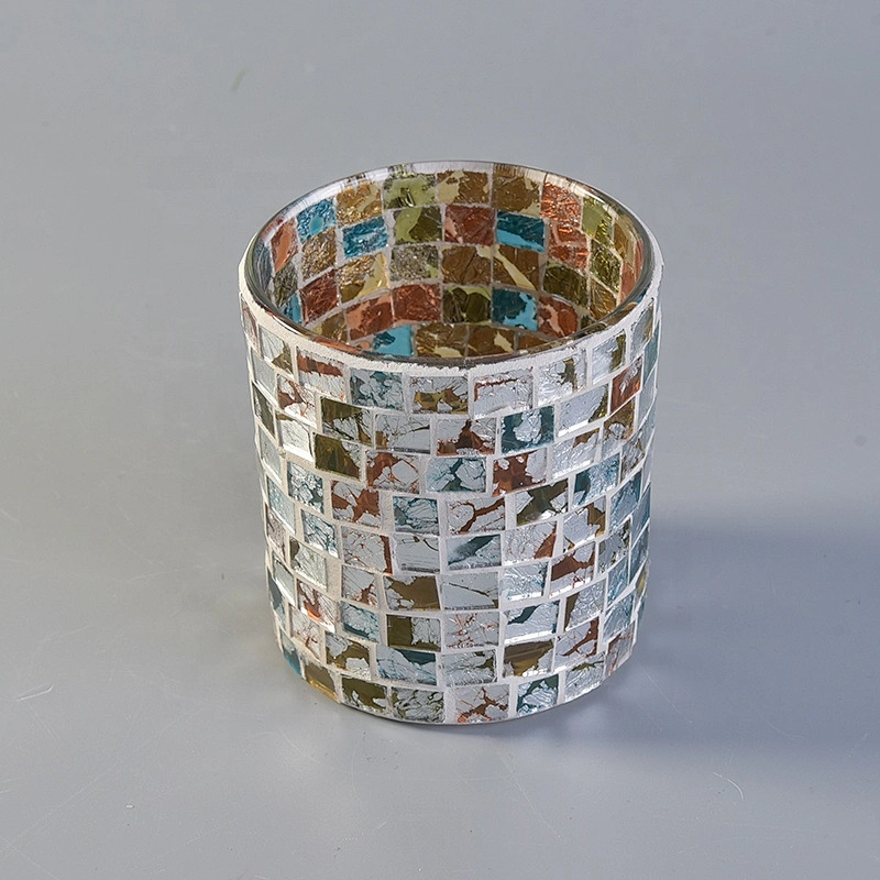 Mosaic glass candle holder multi colors home decoration wholesale