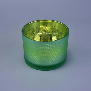 10oz Sunny green frosted Luxury glass jar candle vessel