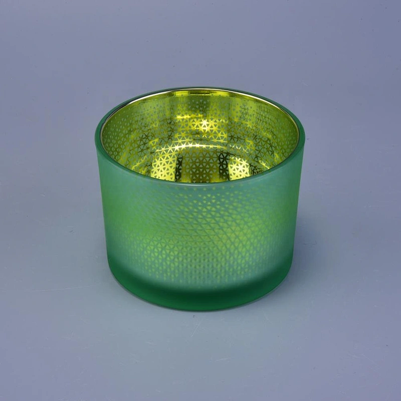 10oz Sunny green frosted Luxury glass jar candle vessel