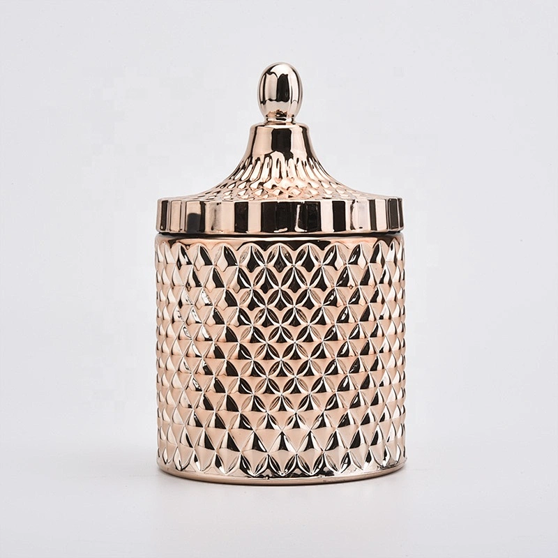luxury glass candle holder wedding candle jar with lid