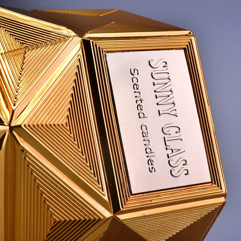 Sunny luxury decorative gold scented Hexagon glass candle jar holder