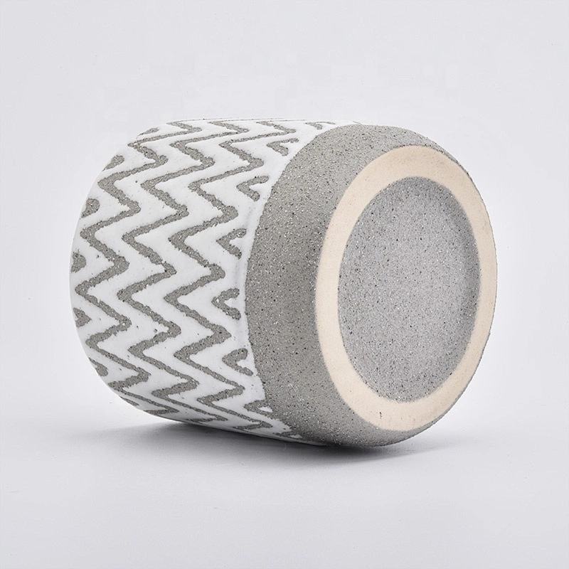 Grey cylinder ceramic candle containers halloween table candle holders for home decor