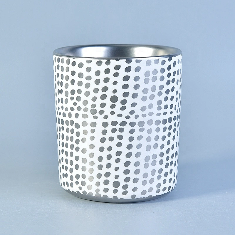 Luxury plating finish ceramic candle containers votive scented candle jars home decoration use