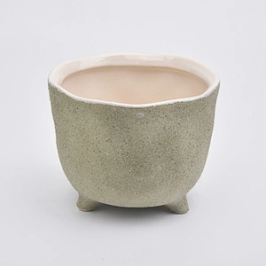 light green ceramic vessel for candles, matte ceramic jar