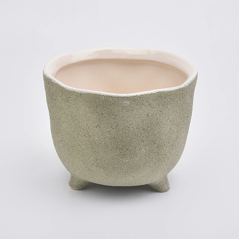 light green ceramic vessel for candles, matte ceramic jar