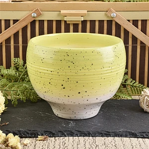 Sunny decorative ceramic candle vessel yellow color ceramic jars