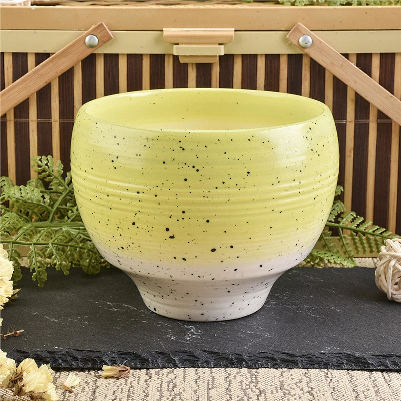 Sunny decorative ceramic candle vessel yellow color ceramic jars