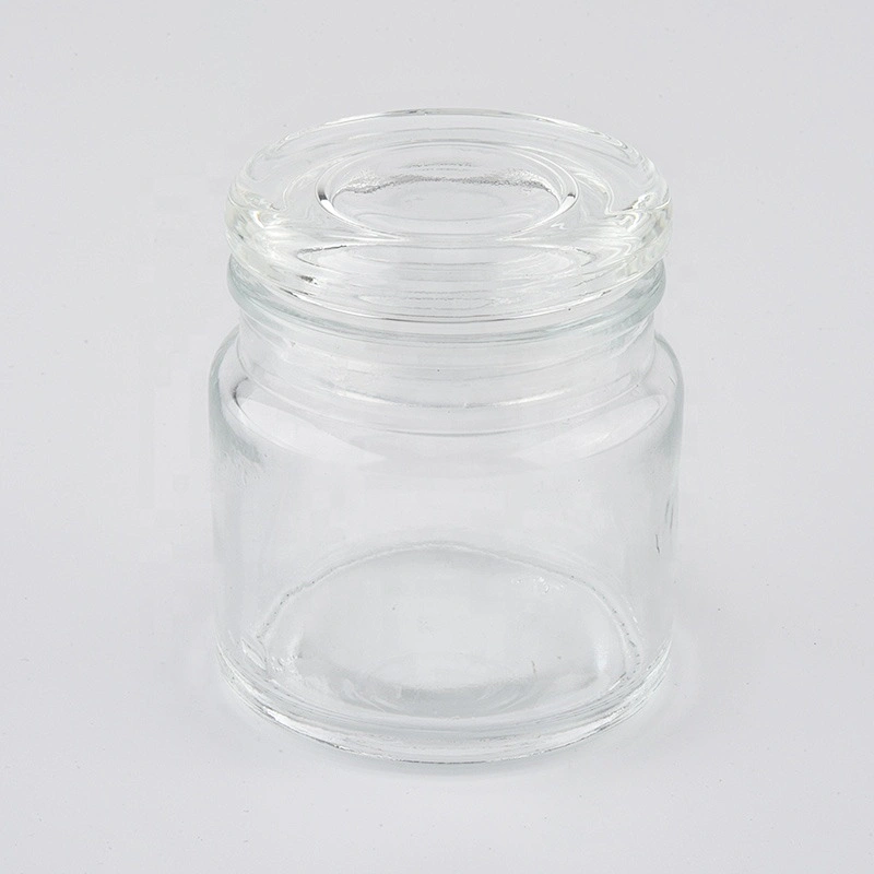 Clear crystal glass candle container with lid