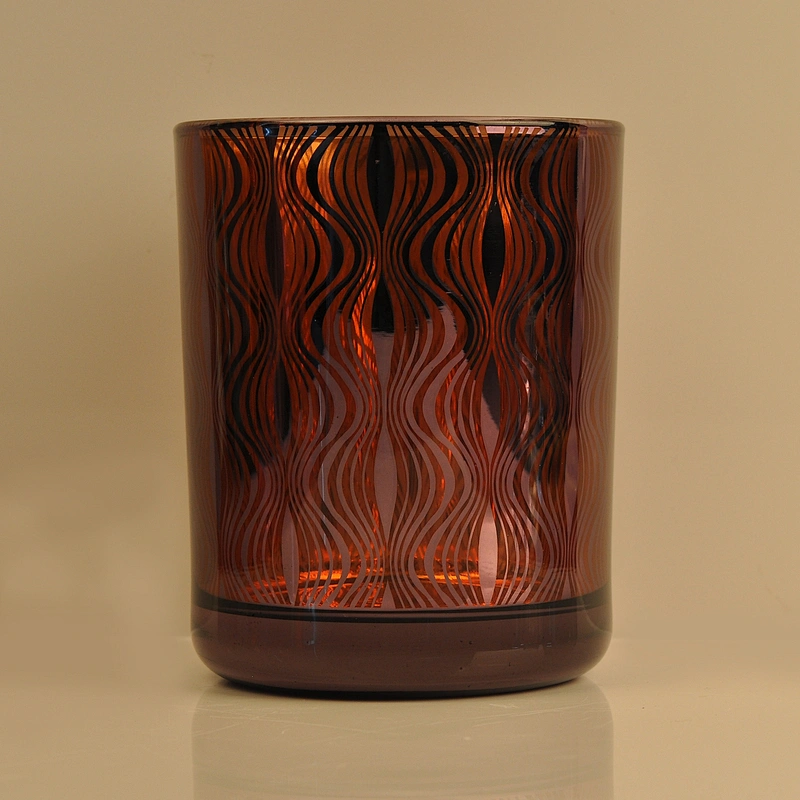 Wholesales luxury cylinder electroplated glass custom candle jas 8oz