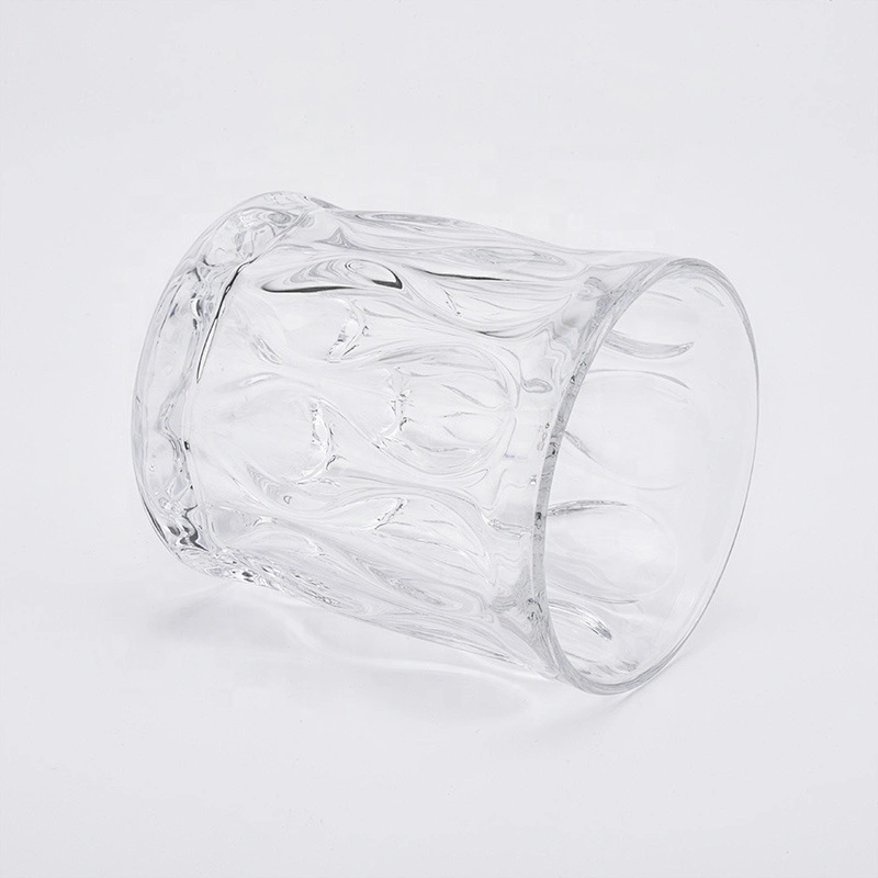 Luxury engraving candle vessel tea light glass candles jars scented bedroom decor factory
