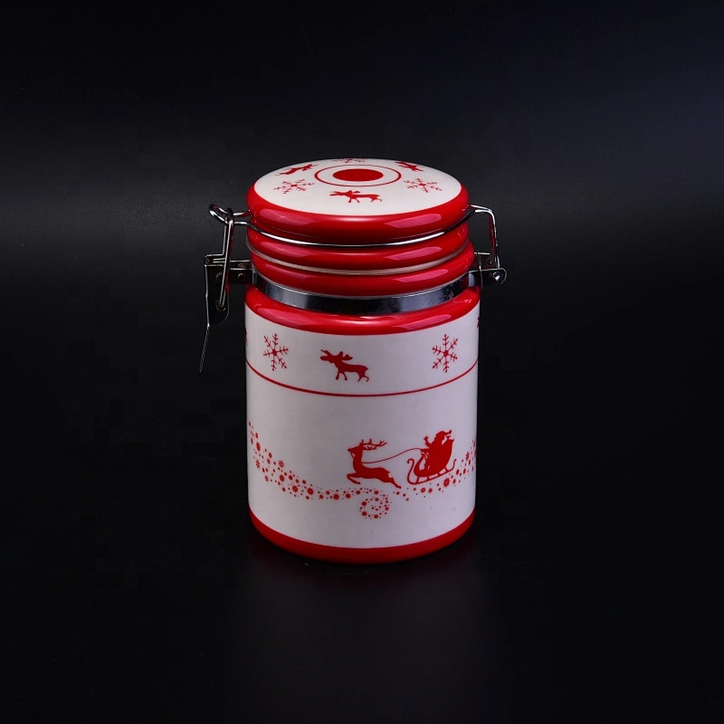 Wholesales Christmas dolomite jars with sealed lids kitchenware