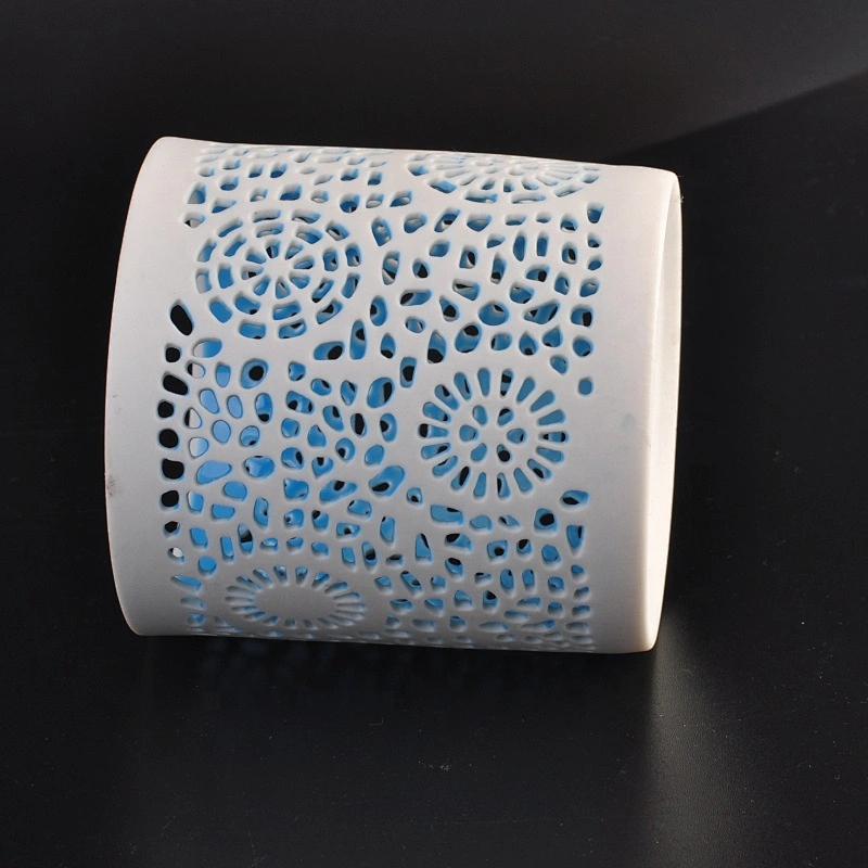 Wholesales Blue matte votive ceramic candle jar