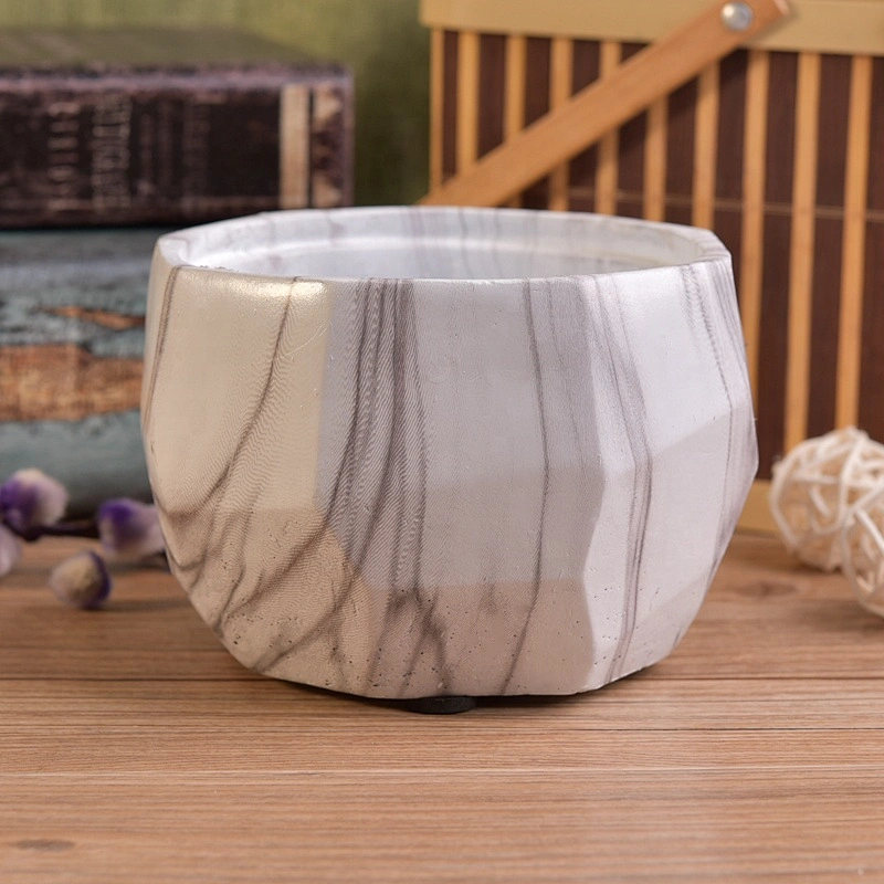 Polygon vintage concrete candle holders table use