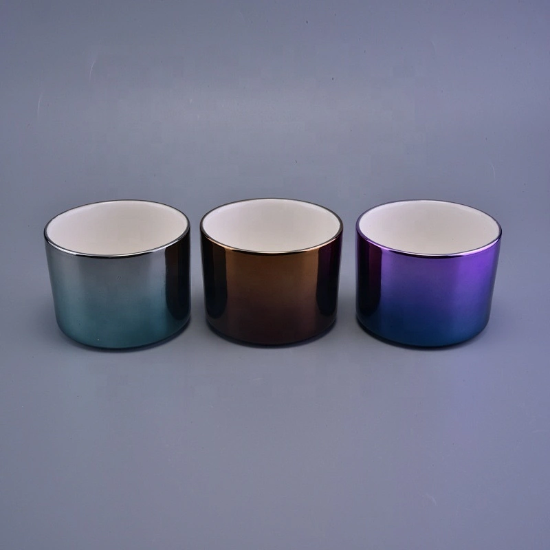 Plating ceramic candle iridescent jar table use