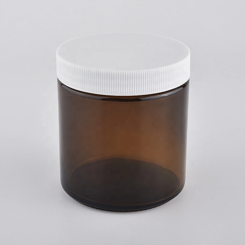 Factory price tealight amber candle glass jar with white cover