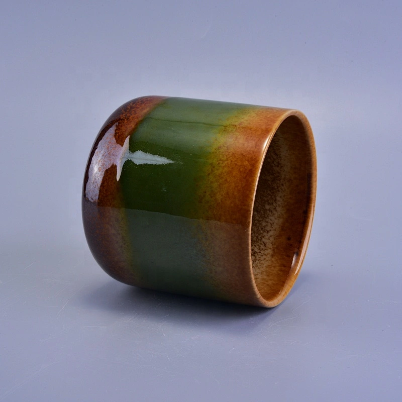 Cylinder ceramic iridescent candle jars wholesales