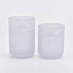 Cylinder customized striped candle vessel glass candle holder home decoration