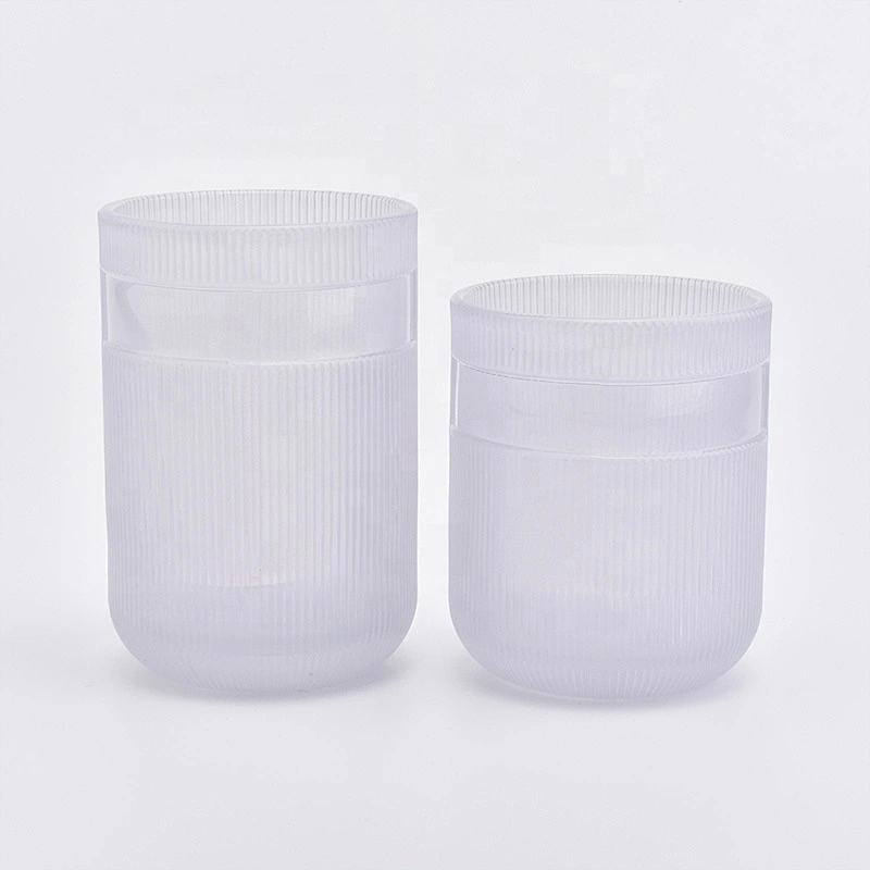 Cylinder customized striped candle vessel glass candle holder home decoration