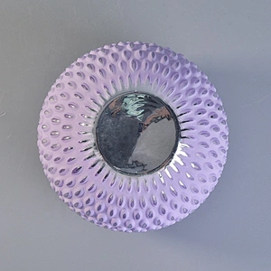 Purple engraving glazed Glass Candle vessels tealight plating candle Holder wedding Decor Use