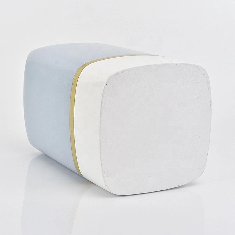 Square glazed custom ceramic candle jar votive candle holder home decorative wholesales