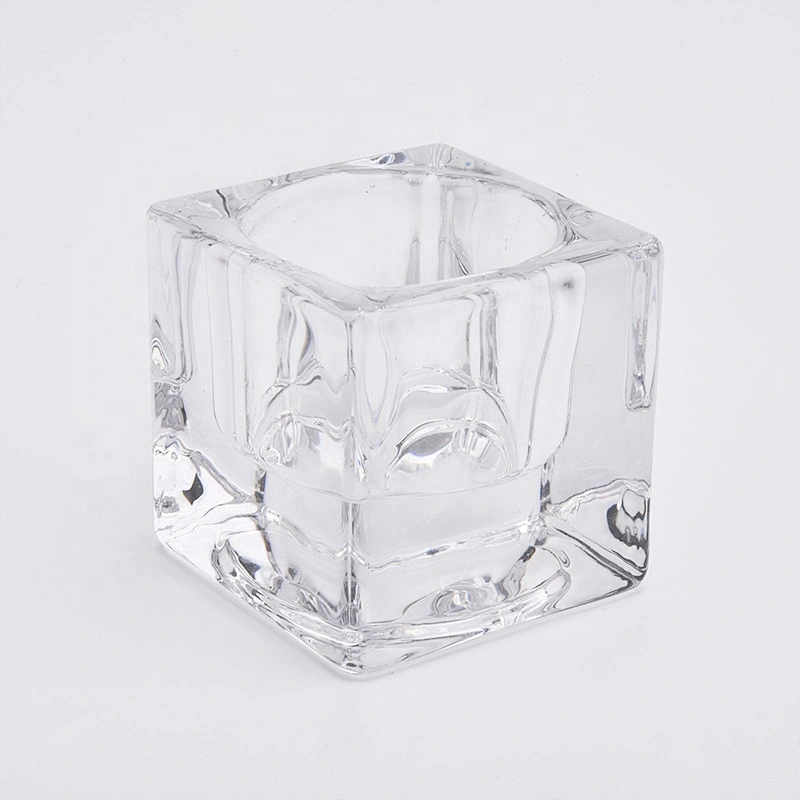 Wholesales Square Glass Candle Holders Thick Votive Candle Jars Home Decor