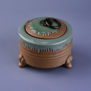 Supplier empty decorative ceramic candle containers with lid