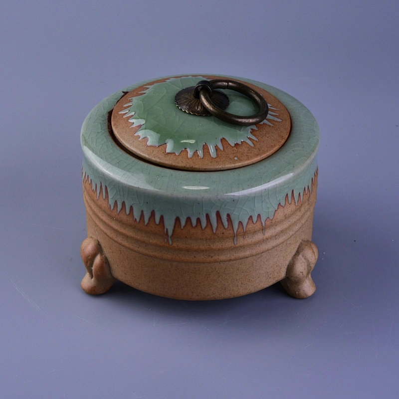 Supplier empty decorative ceramic candle containers with lid
