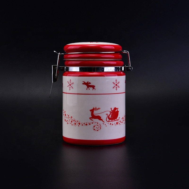 Wholesales Christmas dolomite jars with sealed lids kitchenware