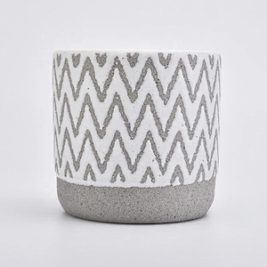 Grey cylinder ceramic candle containers halloween table candle holders for home decor