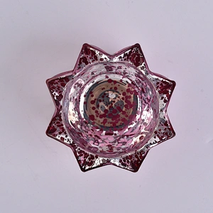 Unique glass candle hoder flower shaped luxury glass candle vessel red color