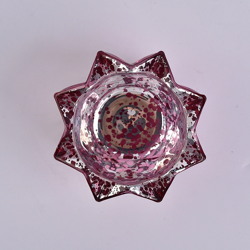 Unique glass candle hoder flower shaped luxury glass candle vessel red color