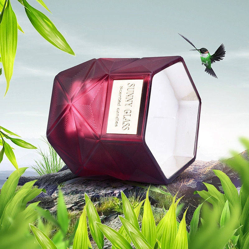 Wholesales Sunny luxury empty Hexagon scented glass candle holders