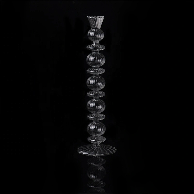 Wholesales clear glass candlestick borosilicate candle holder home decoration