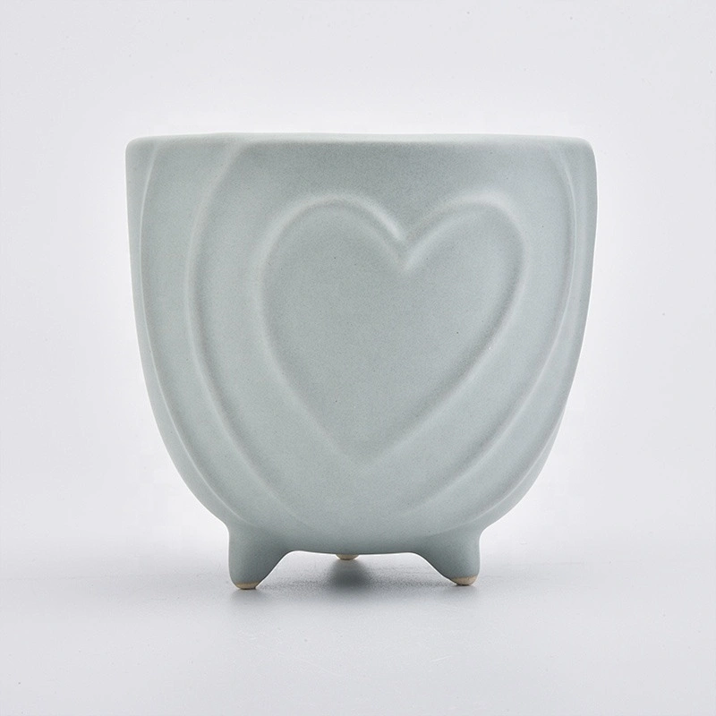 Vintage ceramic candle containers heart pattern candle holder wedding decoration