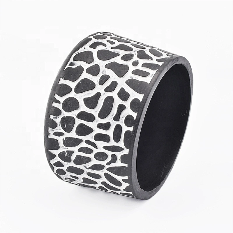 round cement black candle holder customized candle vessel home decor wholesale