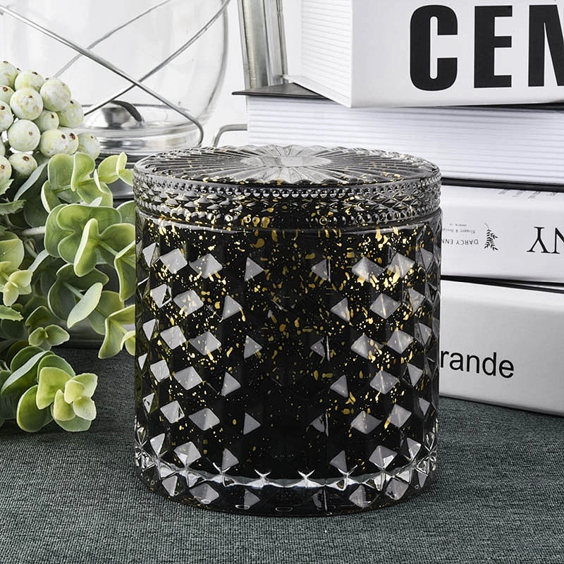 10oz 12oz 14oz Wholesales votive Luxury embossed glass candle holder with glass lid