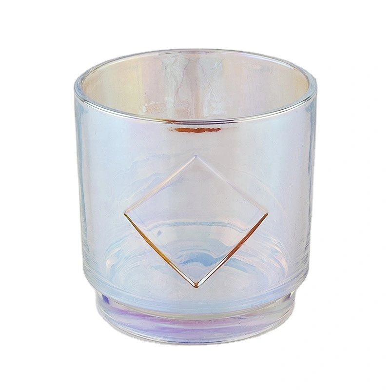 holographic glass candle jars with metal label