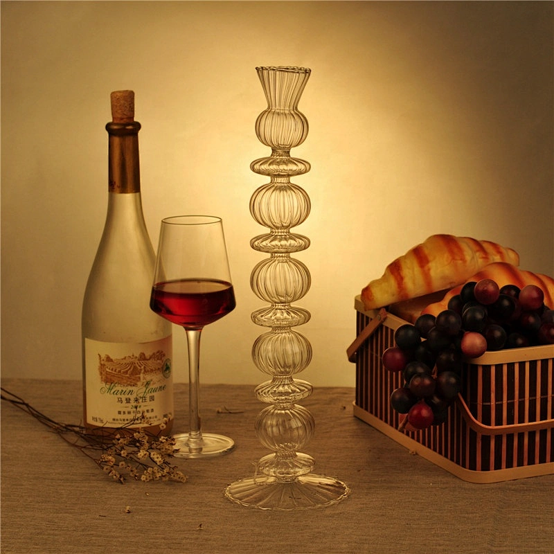 Wholesales clear glass candlestick borosilicate candle holder home decoration