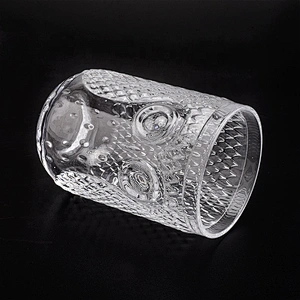 Clear crystal embossed candle cup glass candle bottle centerpieces for wedding table
