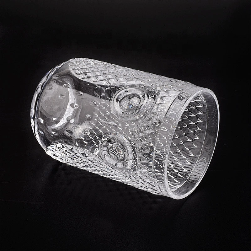 Clear crystal embossed candle cup glass candle bottle centerpieces for wedding table