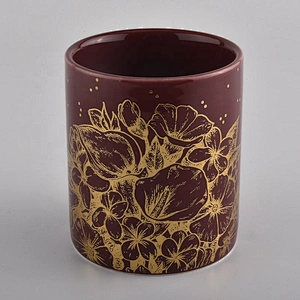 Christmas decorative full decal tea light ceramic holder candle jar with lid