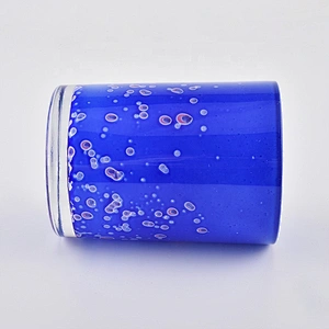 Luxury blue glass jar candle container 10oz