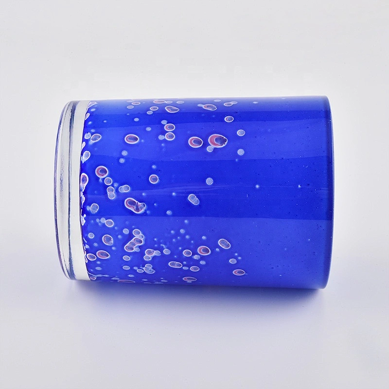 Luxury blue glass jar candle container 10oz