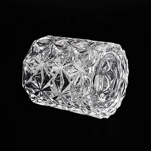 Wholesale cylinder glass snowflake embossed candle  holders home decoration